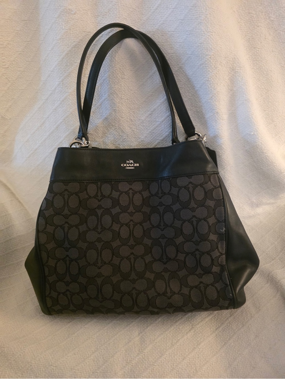 COACH Lexy Jacquard and Leather Shoulder Bag F57612